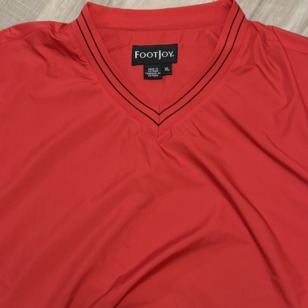 Men's Sz XL‎ - FootJoy Long Sleeve Golf Pullover Windbreaker V Neck Jacket Red - Picture 2 of 5